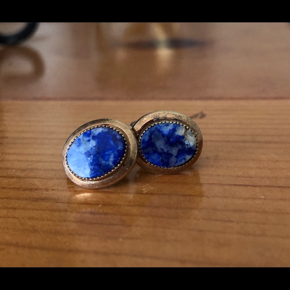 14K GF VINTAGE Lapis Earrings